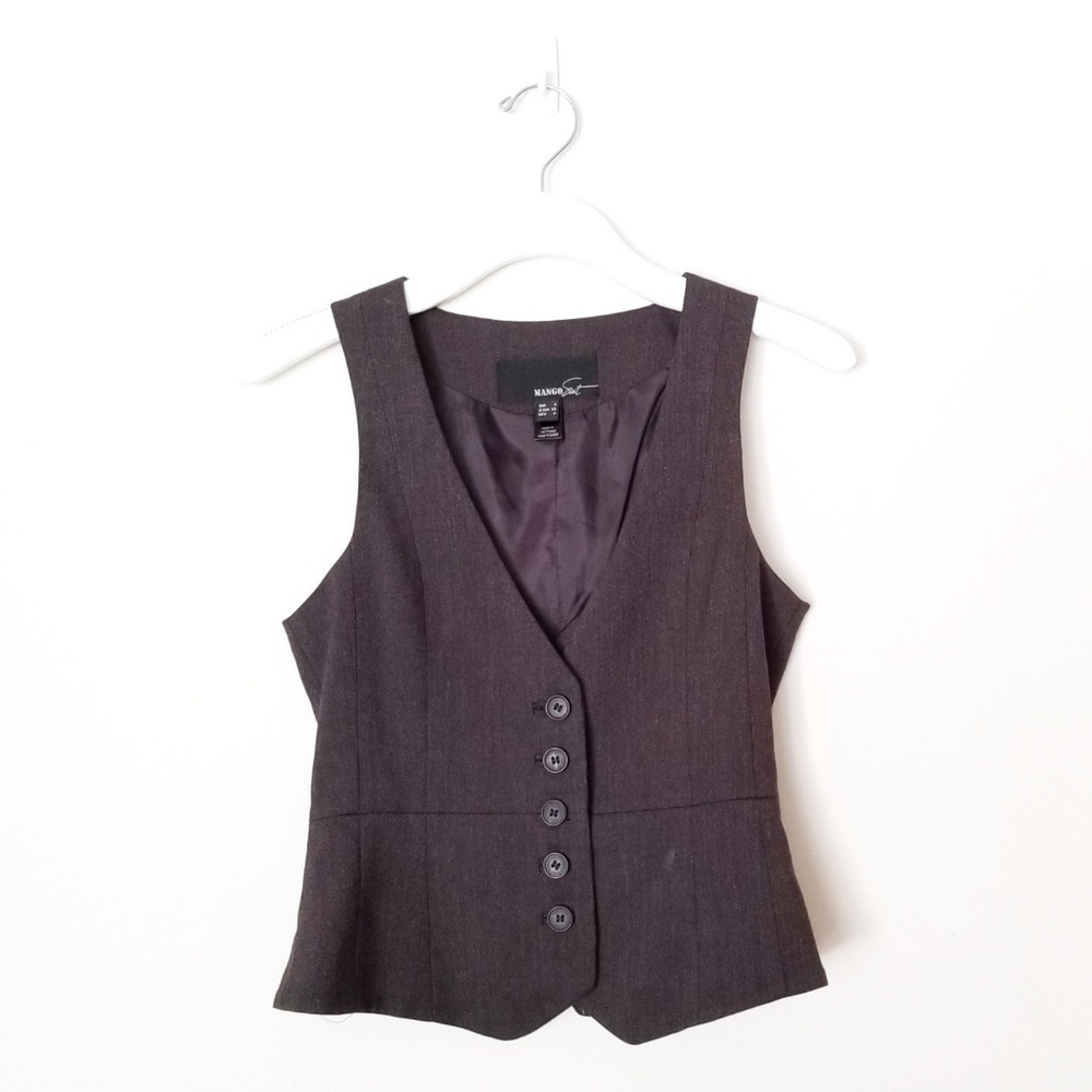 Mango Suit Tailored Vest Dark Brown size XS